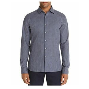 NWT Bloomingdale's Men Store  Gingham Check Shirt Men2XL XXL Navy Blue